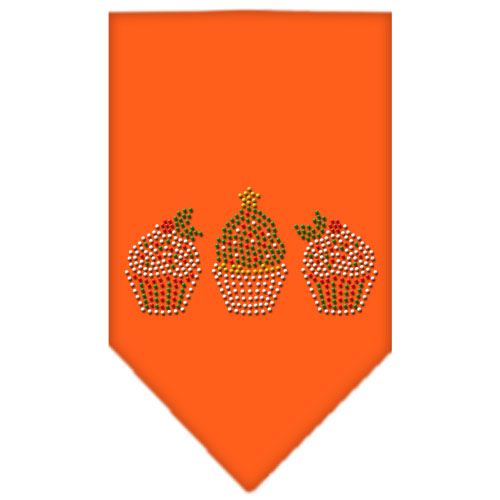 Christmas Cupcakes Rhinestone Bandana Orange Small